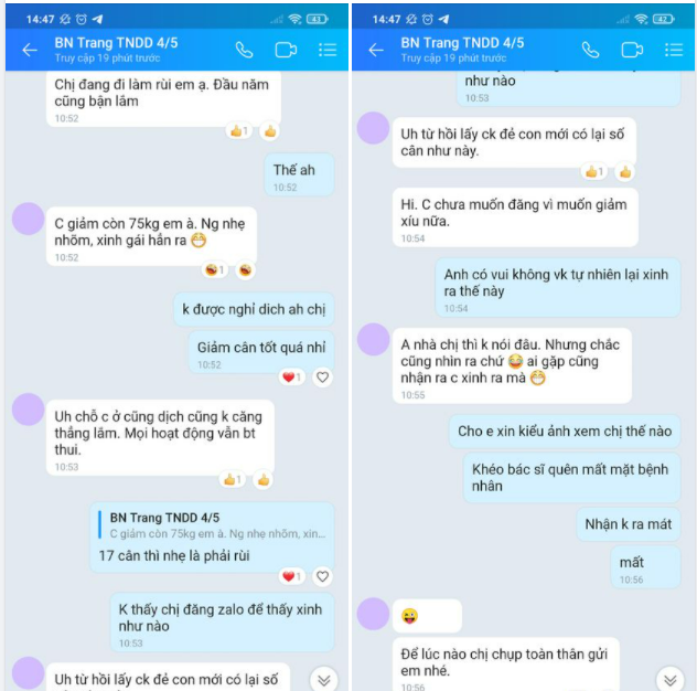 Bệnh nhân sau Thu nhỏ Dạ dày, quá trình giảm cân ổn định, sức khỏe cải thiện luôn là điều mà chúng tôi hướng tới