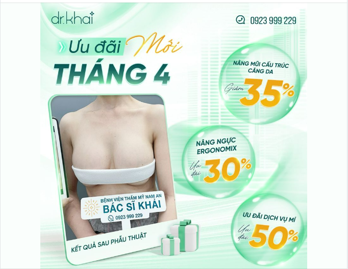 ƯU ĐÃI MỚI THÁNG 4 - GIẢM GIÁ TRỰC TIẾP CÁC DỊCH VỤ PHẪU THUẬT THẨM MỸ