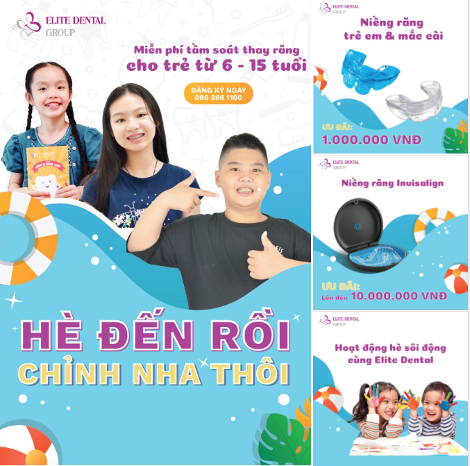 SUMMER 2023 - MIỄN PHÍ TẦM SOÁT RĂNG CHEN CHÚC, HÔ, MÓM CHO TRẺ TỪ 6 - 15 TUỔI