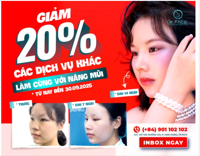 GIẢM 20% GIÁ DỊCH VỤ KHÁC KHI LÀM CÙNG NÂNG MŨI