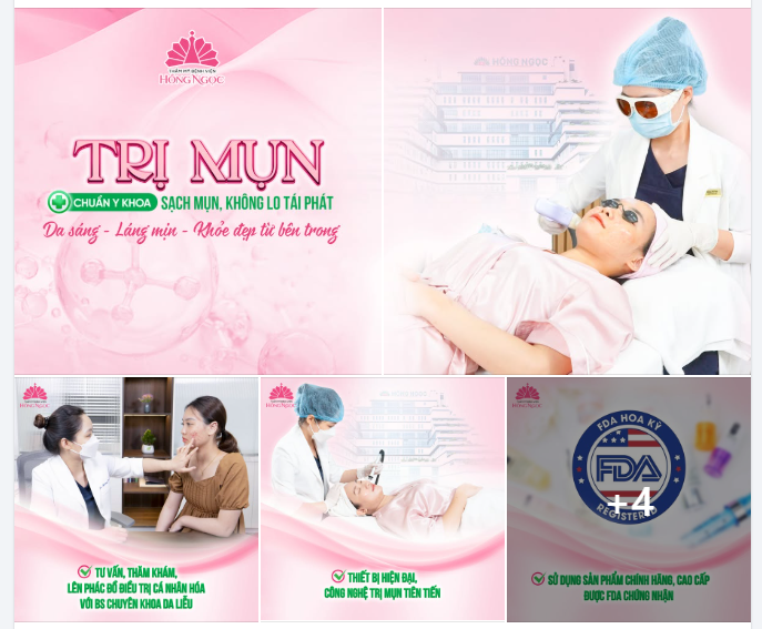 Chăm sóc da mụn chuyên sâu - chuẩn y khoa tại Thẩm mỹ Bệnh viện Hồng Ngọc