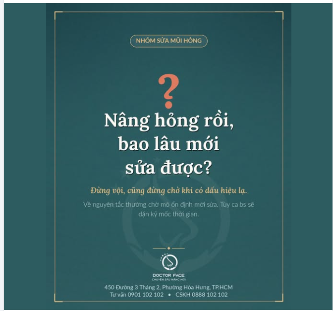 "Bs ơi, em nâng hỏng rồi, bao lâu mới sửa lại được?" Câu này nhiều bạn hỏi bs trong nước mắt.