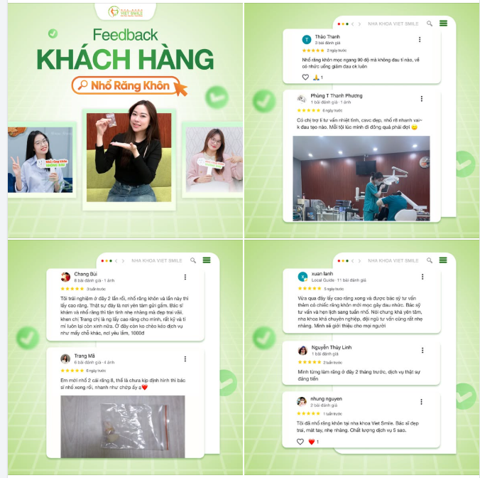 KHÁCH HÀNG NÓI GÌ SAU TRẢI NGHIỆM NHỔ RĂNG KHÔN TẠI VIET SMILE?