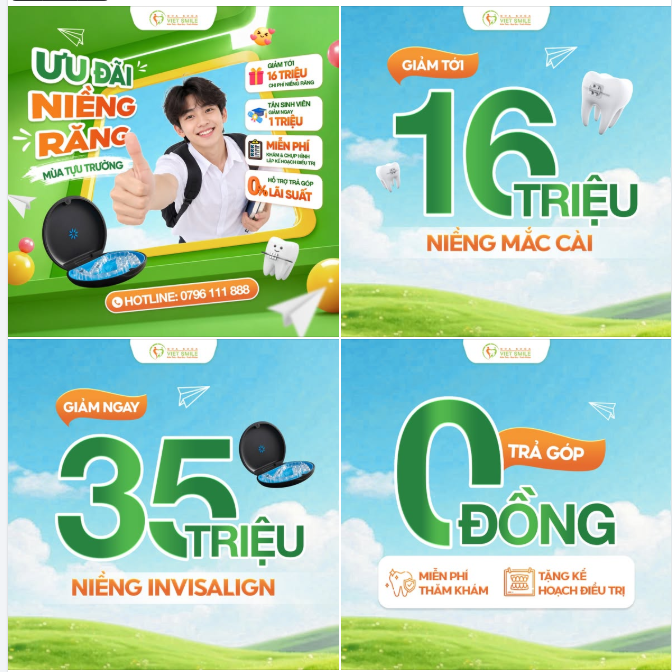 Bạn đang tìm hiểu về niềng răng? Bạn mong muốn chi phí vừa phải, nhiều ưu đãi và được trả góp 0 lãi suất thì đừng bỏ qua ưu đãi này từ Viet Smile nhé!