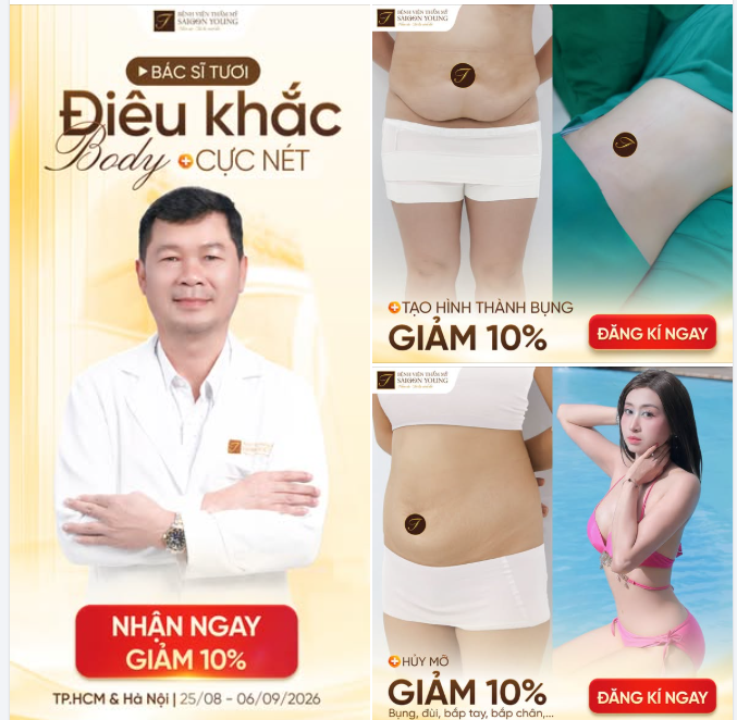 ĐẾN SAIGON YOUNG: NHẬN -10% ĐIÊU KHẮC V2 & TẠO HÌNH VÓC DÁNG