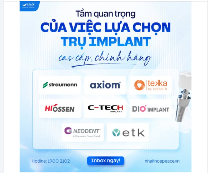 LỰA CHỌN TRỤ IMPLANT CHÍNH HÃNG - BẢO VỆ SỨC KHỎE  HIỆU QUẢ BỀN VỮNG