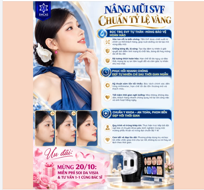 NÂNG MŨI SVF CHUẨN TỶ LỆ VÀNG