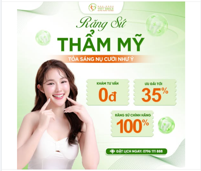 ĐÓN 20/10, ĐÓN NỤ CƯỜI XINH  LÀM RĂNG SỨ GIẢM ĐẾN 35% TẠI VIET SMILE