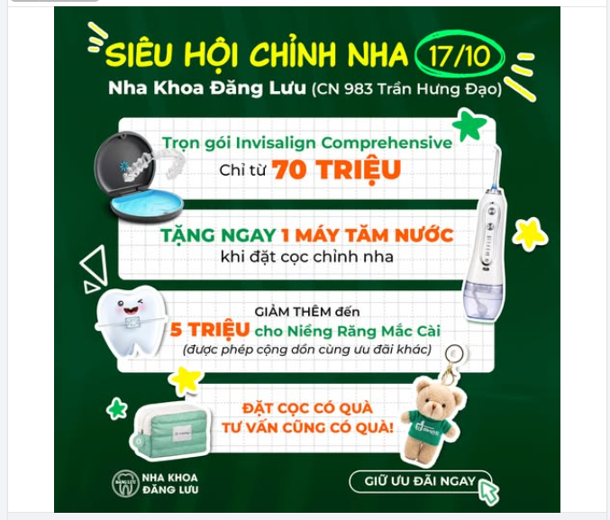 SIÊU HỘI CHỈNH NHA 17/10 - DEAL XỊN HẾT NẤC, QUÀ XINH HẾT Ý!