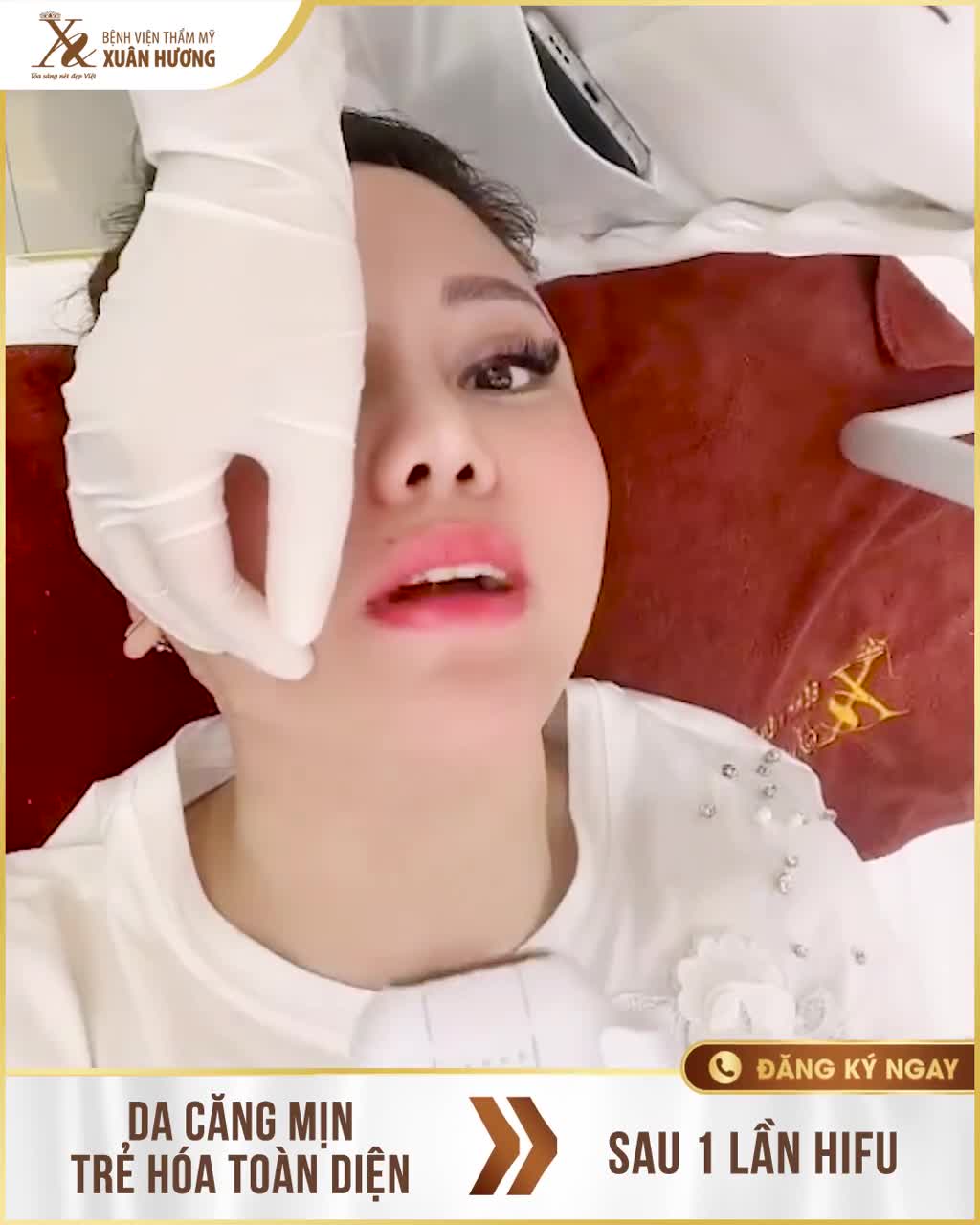 TRẺ HÓA TỨC THÌ SAU 1H NÂNG CƠ VGOLD HIFU, HOA HẬU DOANH NHÂN XUÂN HƯƠNG KHOE NGAY LÀN DA CĂNG MỊN KHÔNG CÒN NẾP NHĂN