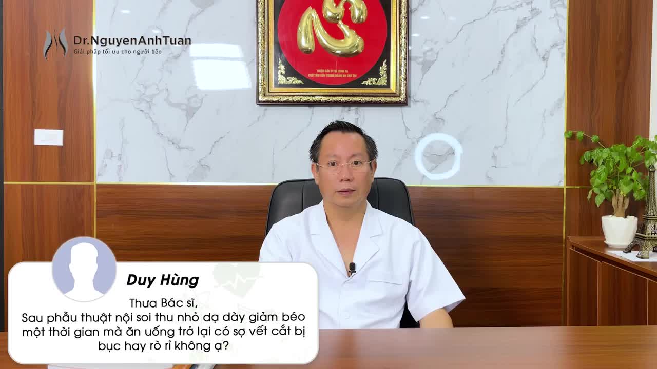 Nếu bạn còn đang thắc mắc sau phẫu thuật thu nhỏ dạ dày giảm béo. Vết cắt có bị bục hay rò rỉ và đặc biệt là có bị giãn ra hay không thì hãy xem video dưới đây.