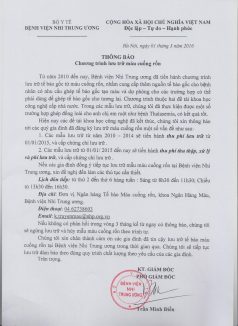 THÔNG BÁO: Chương trình lưu trữ máu cuống rốn - Bệnh viện nhi Trung Ương